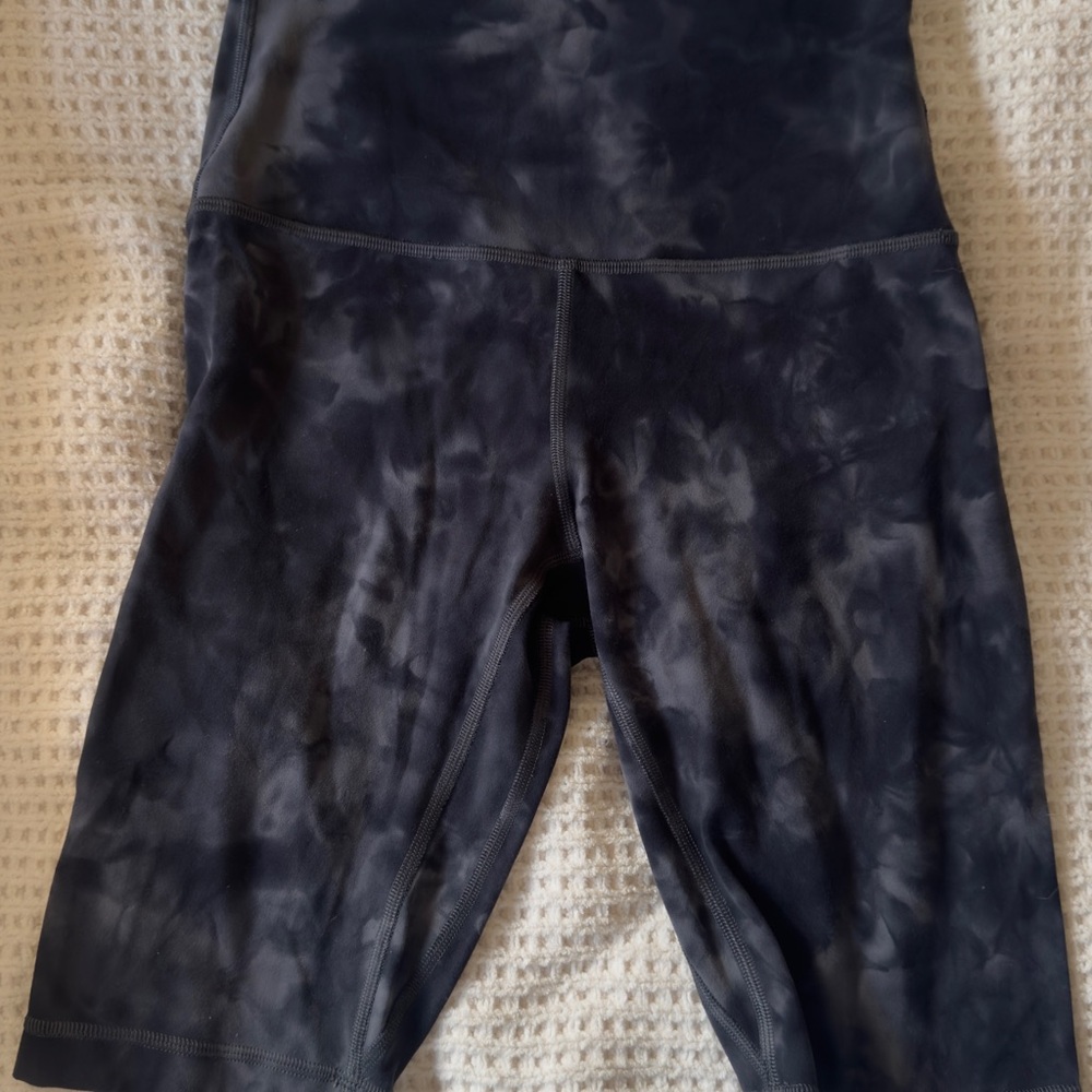 High-Waist Tie-Dye Black Women’s Bike Shorts